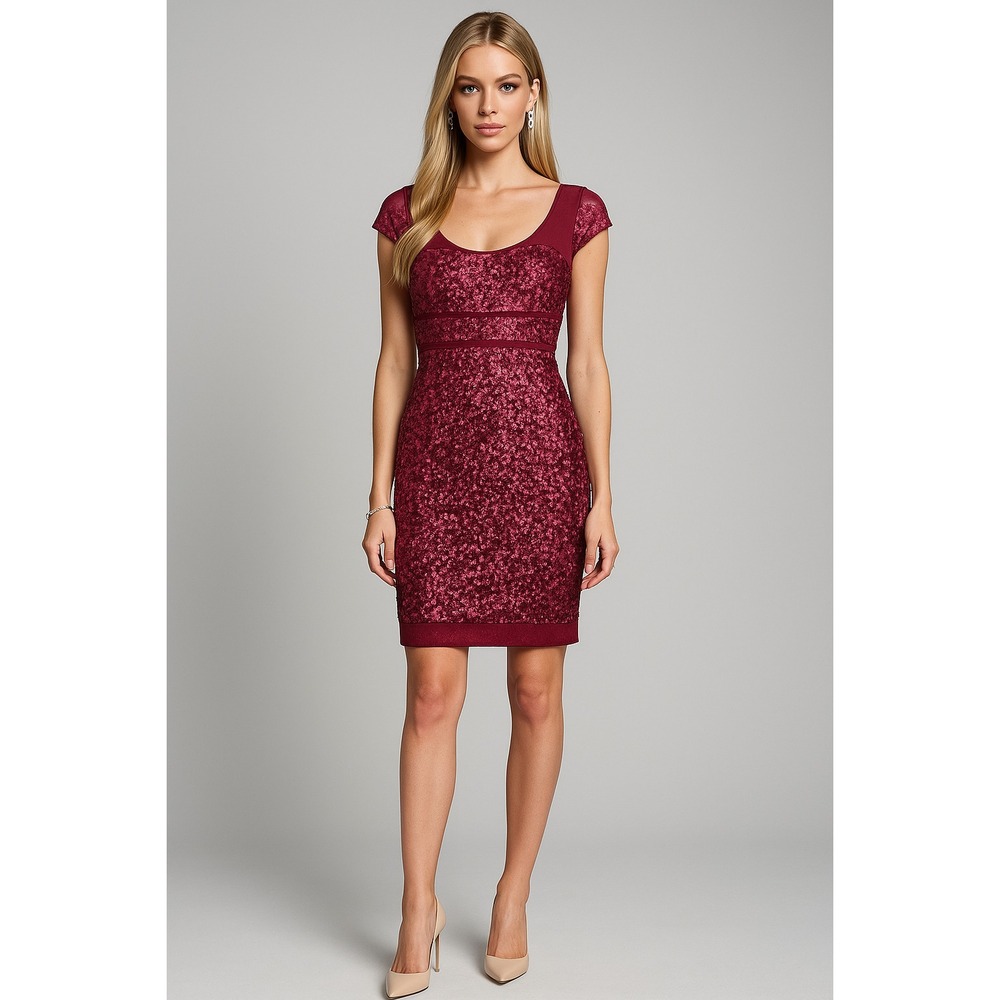 Betsey Johnson Dress Women 14 Red Sequin Y2K Vamp Glam New Year Holiday HOCO - Picture 1 of 16